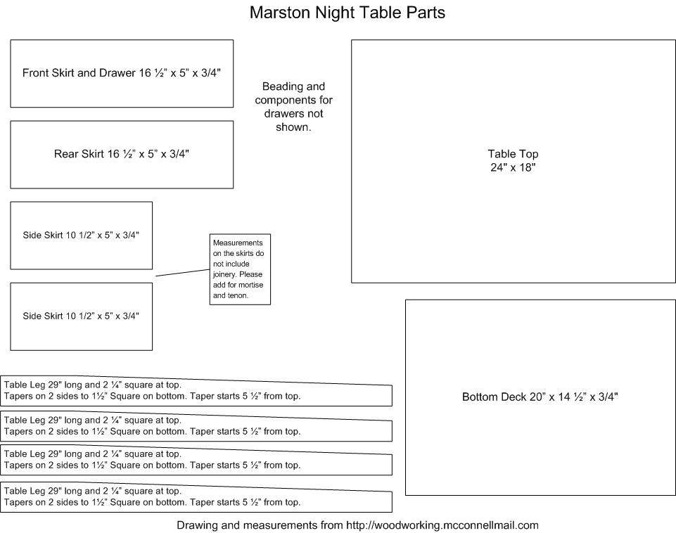 Marston Night Table Parts